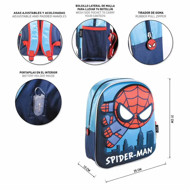 Marvel Spiderman 3D backpack with lights 31cm product photo