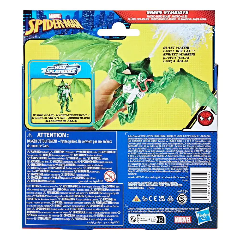 Spider-Man Epic Hero Series Web Splashers Action Figure Green Symbiote Hydro Wing Blast 10 cm product photo