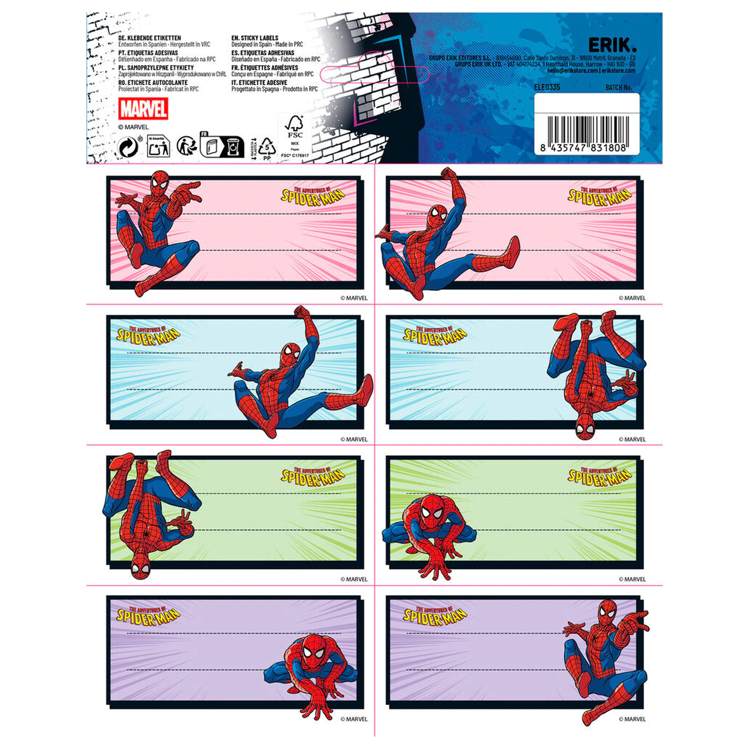 Marvel Spiderman adhesive labels product photo