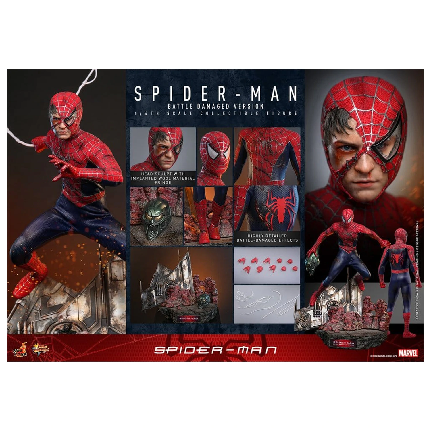 Spider-Man Movie Masterpiece Action Figure 1/6 Spider-Man (Battle Damaged Version) 30 cm product photo