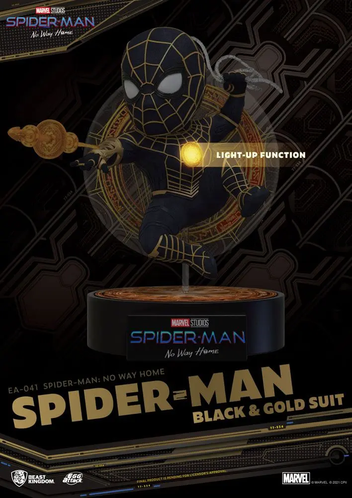 Spider-Man: No Way Home Egg Attack Figure Spider-Man Black &amp; Gold Suit 18 cm product photo