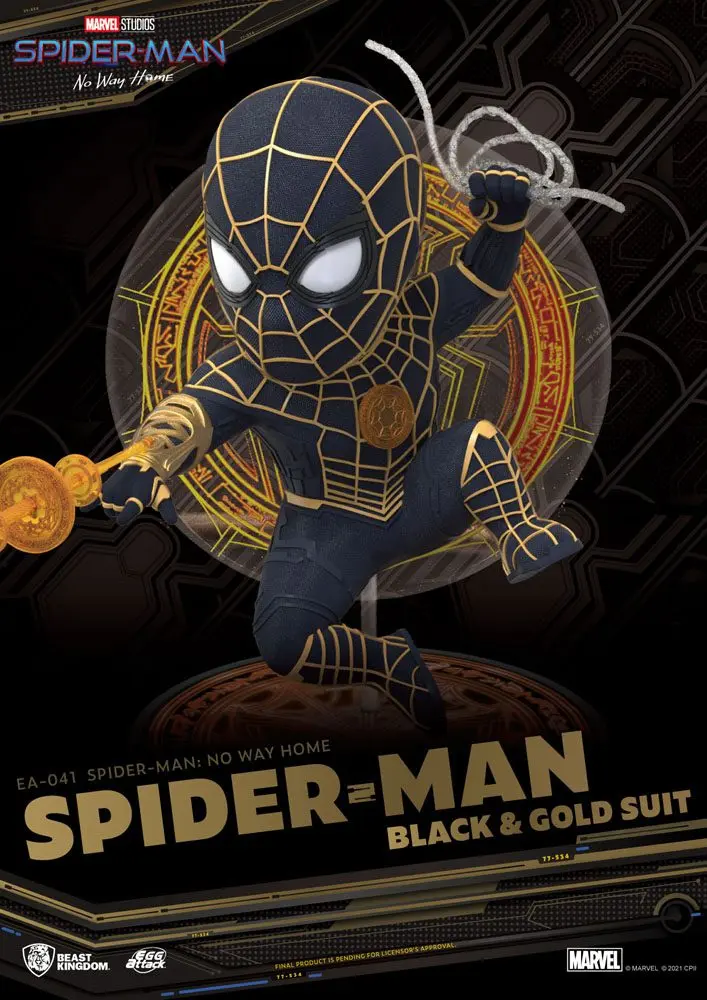 Spider-Man: No Way Home Egg Attack Figure Spider-Man Black &amp; Gold Suit 18 cm product photo