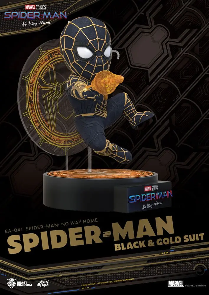 Spider-Man: No Way Home Egg Attack Figure Spider-Man Black &amp; Gold Suit 18 cm product photo