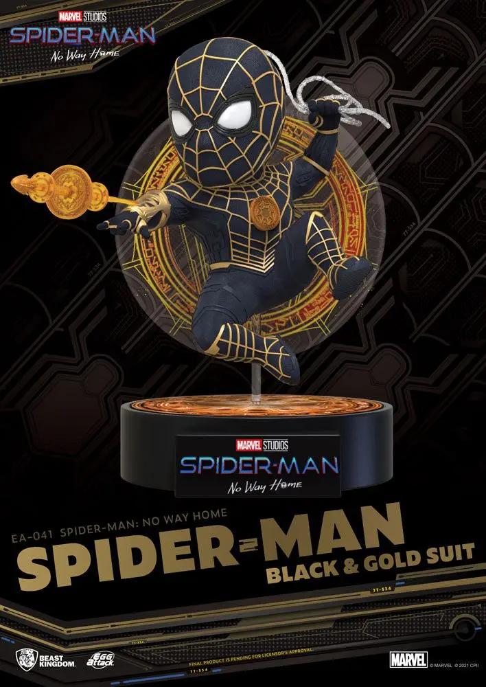 Spider-Man: No Way Home Egg Attack Figure Spider-Man Black &amp; Gold Suit 18 cm product photo