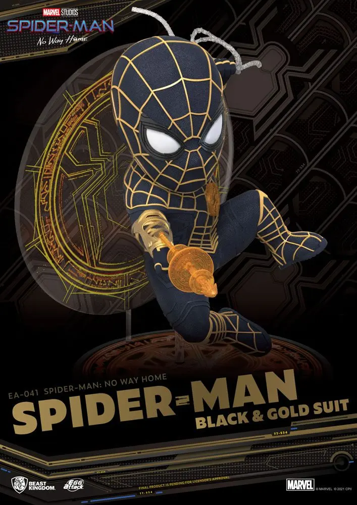 Spider-Man: No Way Home Egg Attack Figure Spider-Man Black &amp; Gold Suit 18 cm product photo