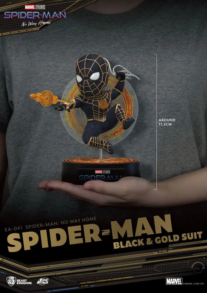 Spider-Man: No Way Home Egg Attack Figure Spider-Man Black &amp; Gold Suit 18 cm product photo