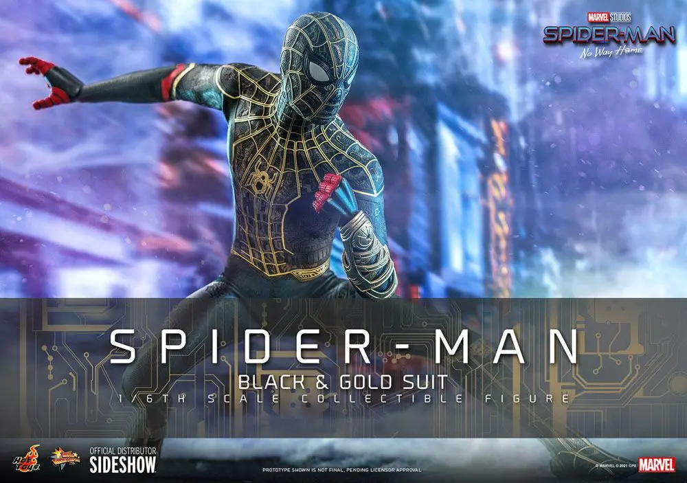 Spider-Man: No Way Home Movie Masterpiece Action Figure 1/6 Spider-Man (Black &amp; Gold Suit) 30 cm product photo