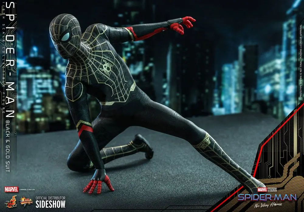Spider-Man: No Way Home Movie Masterpiece Action Figure 1/6 Spider-Man (Black &amp; Gold Suit) 30 cm product photo