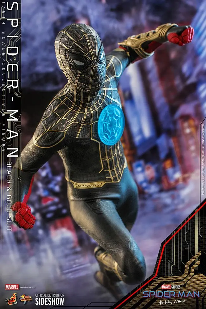 Spider-Man: No Way Home Movie Masterpiece Action Figure 1/6 Spider-Man (Black &amp; Gold Suit) 30 cm product photo