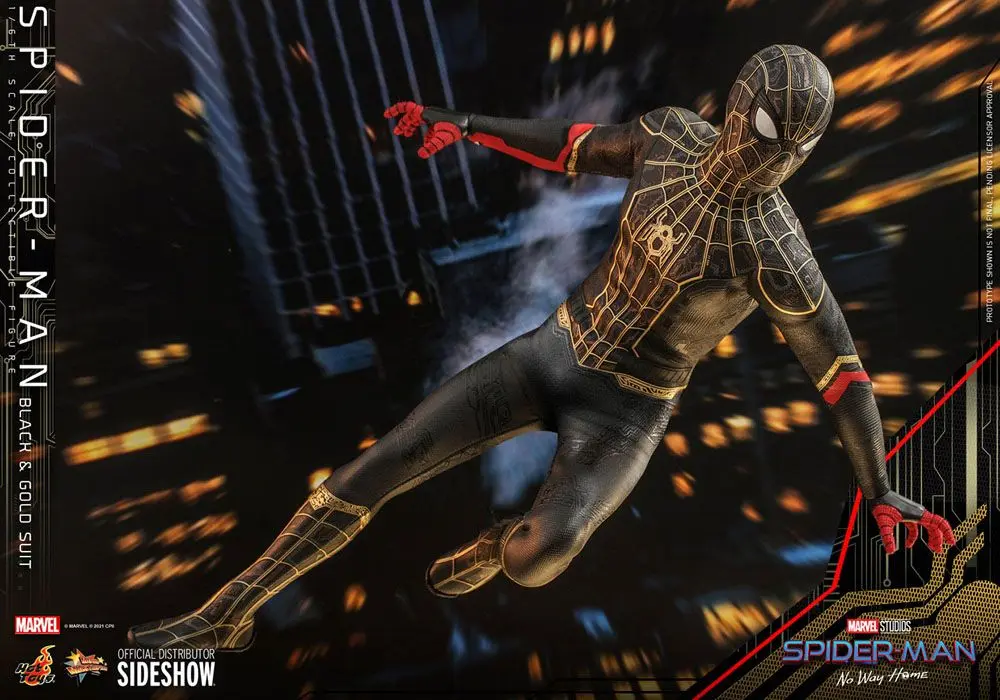 Spider-Man: No Way Home Movie Masterpiece Action Figure 1/6 Spider-Man (Black &amp; Gold Suit) 30 cm product photo
