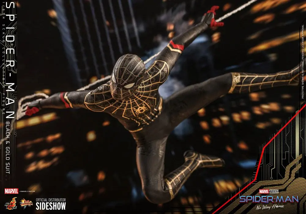 Spider-Man: No Way Home Movie Masterpiece Action Figure 1/6 Spider-Man (Black &amp; Gold Suit) 30 cm product photo