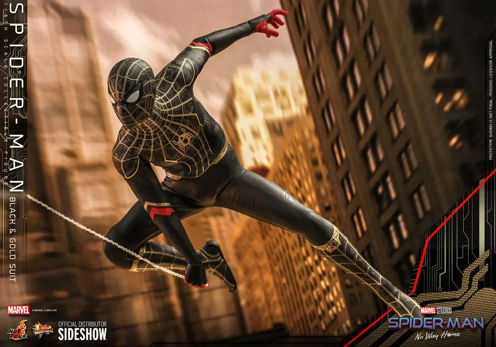 Spider-Man: No Way Home Movie Masterpiece Action Figure 1/6 Spider-Man (Black &amp; Gold Suit) 30 cm product photo