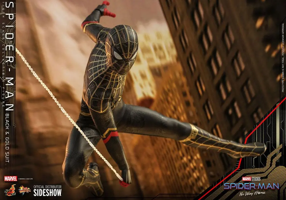 Spider-Man: No Way Home Movie Masterpiece Action Figure 1/6 Spider-Man (Black &amp; Gold Suit) 30 cm product photo