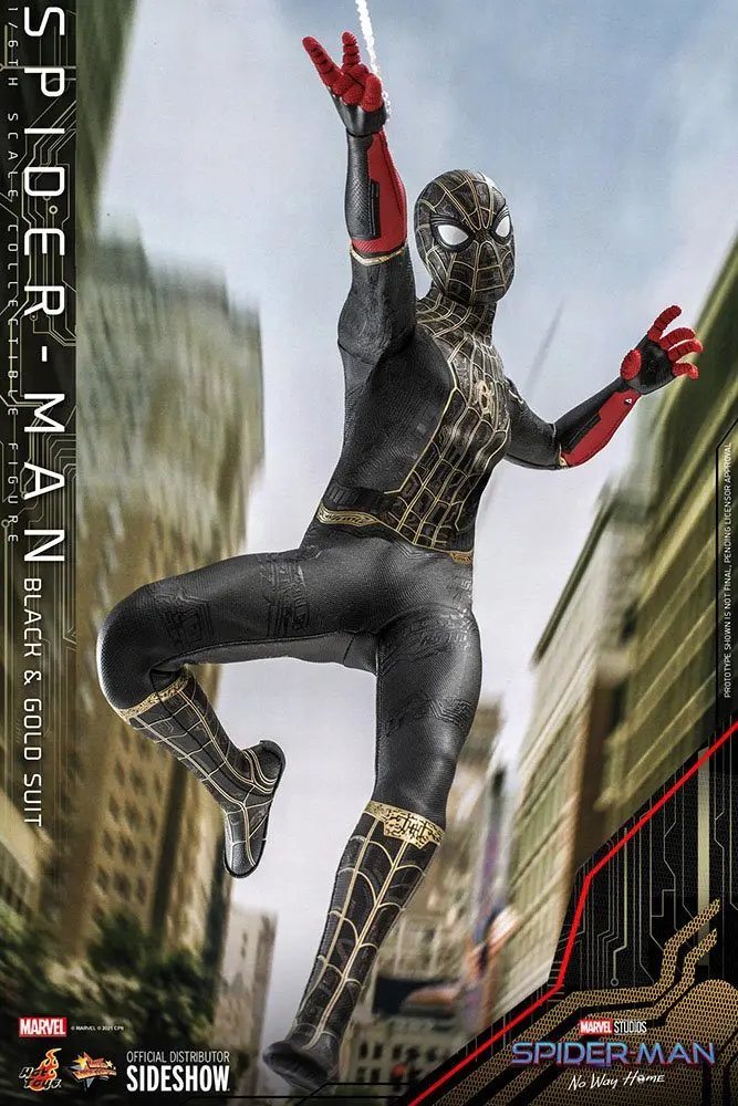 Spider-Man: No Way Home Movie Masterpiece Action Figure 1/6 Spider-Man (Black &amp; Gold Suit) 30 cm product photo