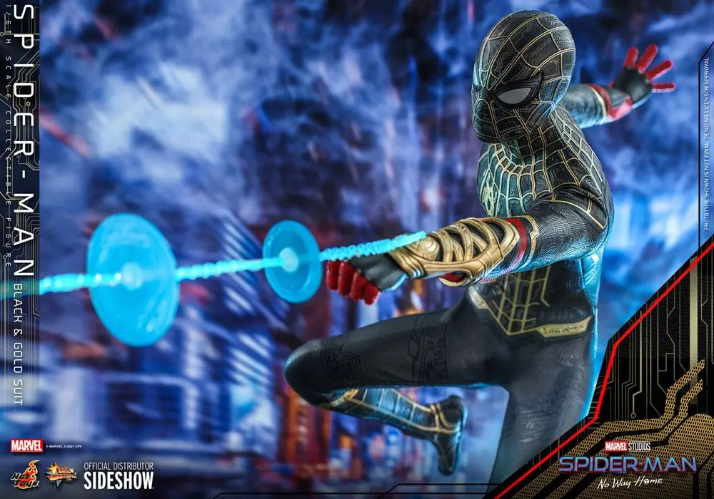Spider-Man: No Way Home Movie Masterpiece Action Figure 1/6 Spider-Man (Black &amp; Gold Suit) 30 cm product photo