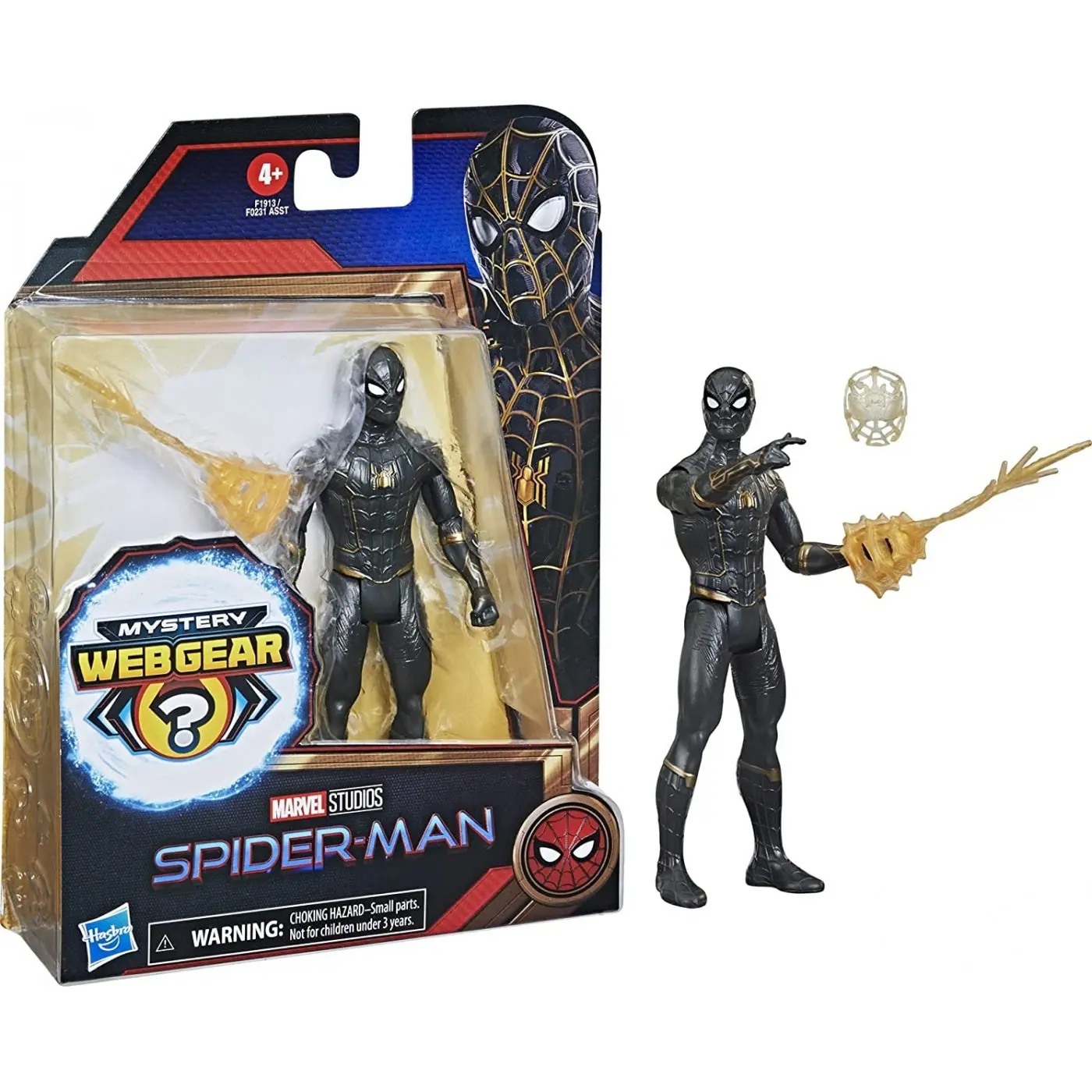 Spider-Man Pókember Black and Gold Suit Spider-Man Mystery Web Gear action figure 13cm termékfotó