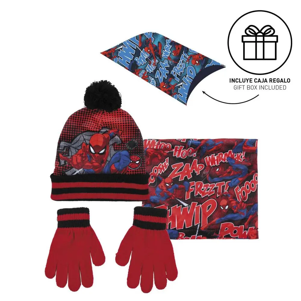 Marvel Spiderman Kids winter set snood hat gloves product photo