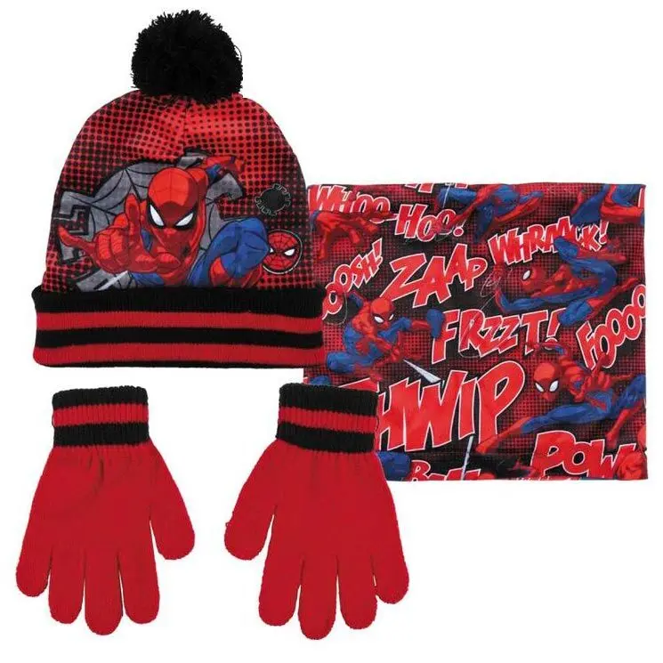 Marvel Spiderman Kids winter set snood hat gloves product photo