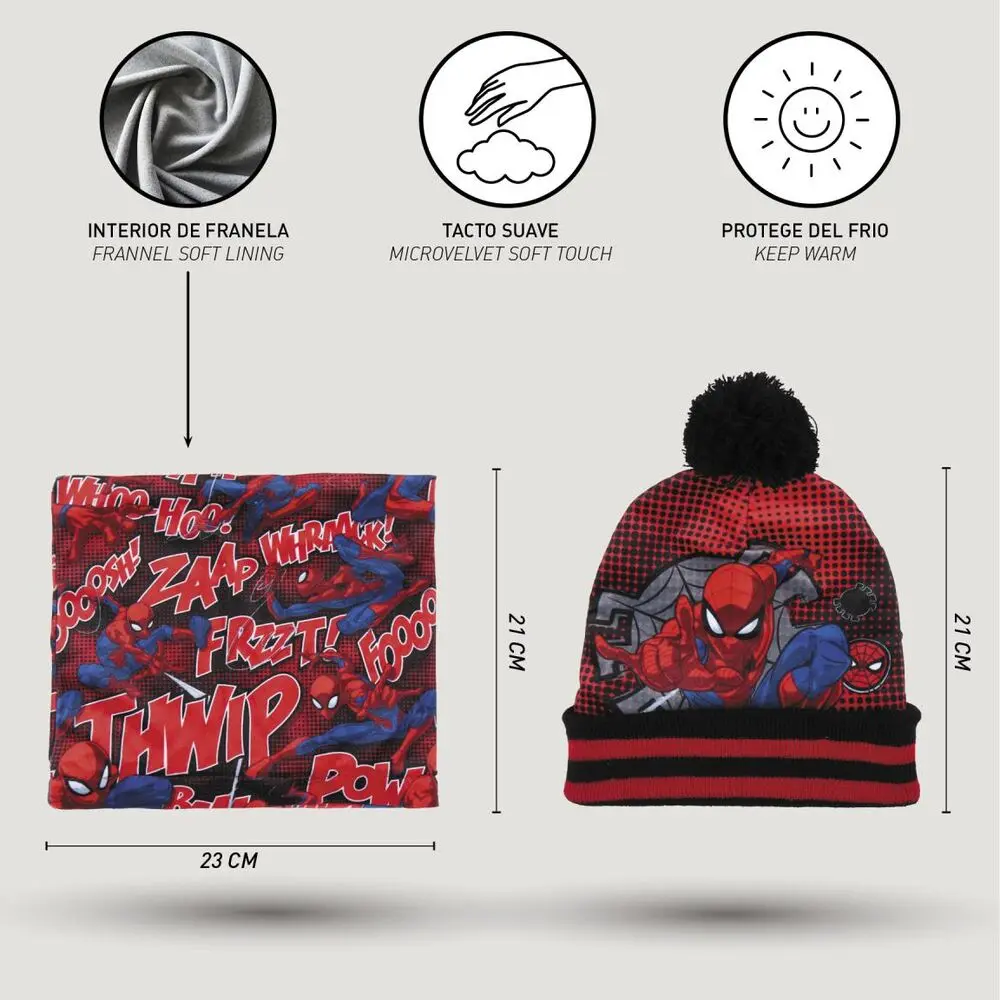Marvel Spiderman Kids winter set snood hat gloves product photo
