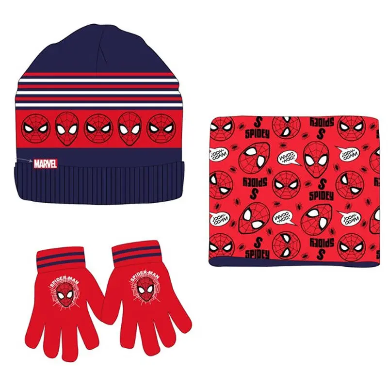 Marvel Spiderman winter set snood hat gloves product photo