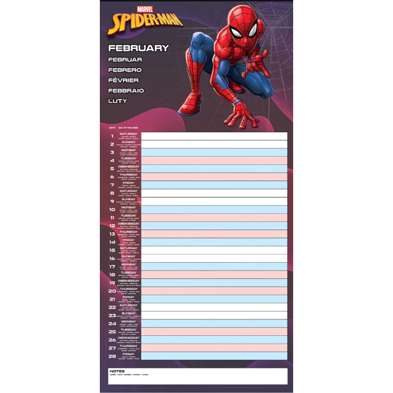 Marvel Spiderman Family planning calendar product photo