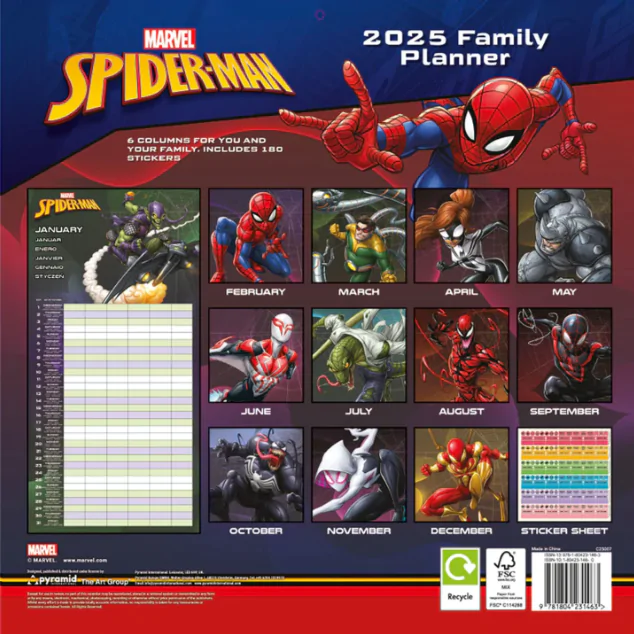 Marvel Spiderman Family planning calendar product photo