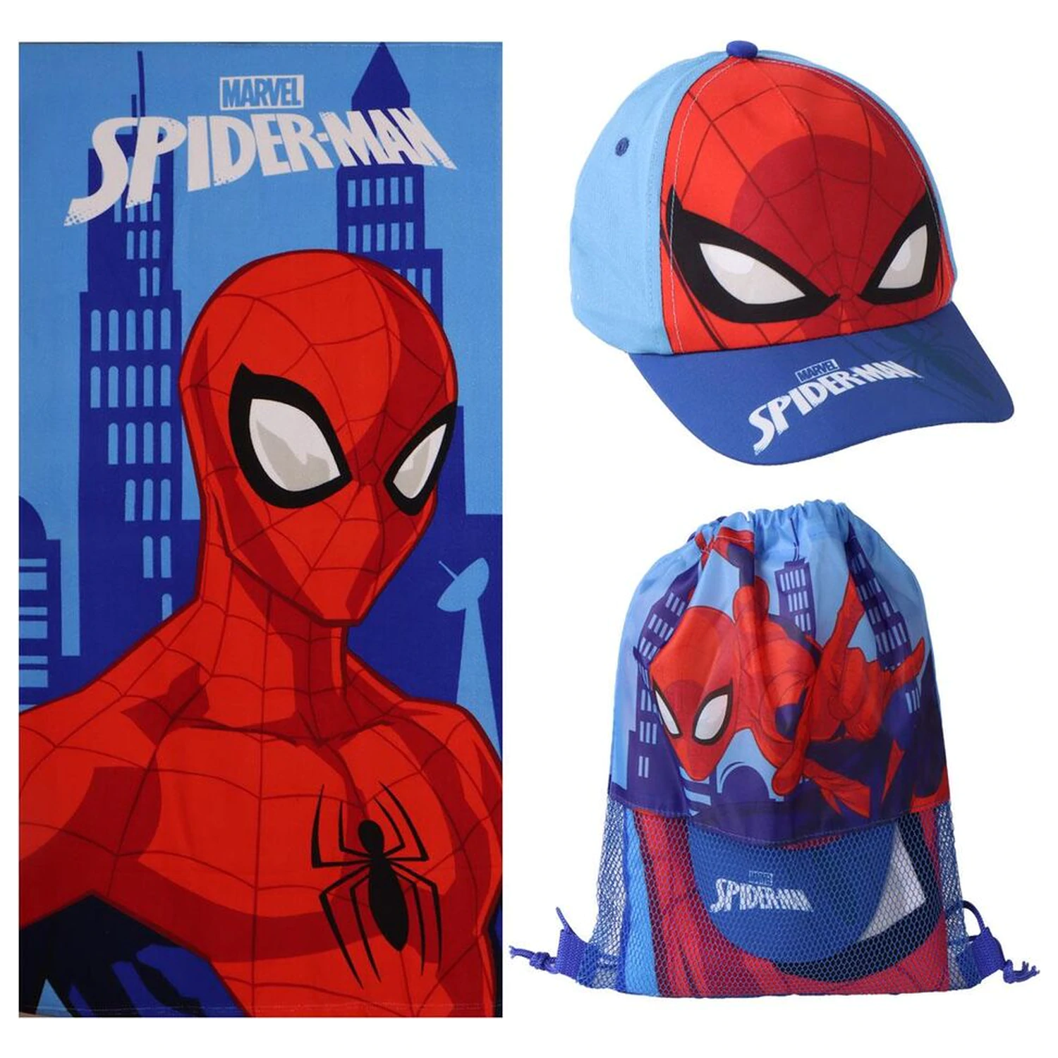Marvel Spiderman towel + bag + cap set product photo