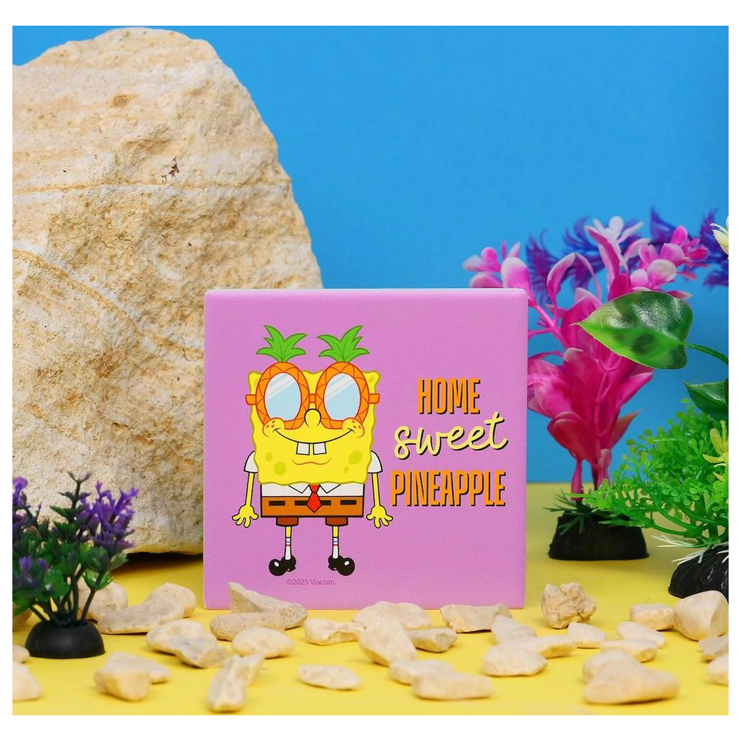 SpongeBob Home Sweet Pineapple Ceramic Square Coaster product photo