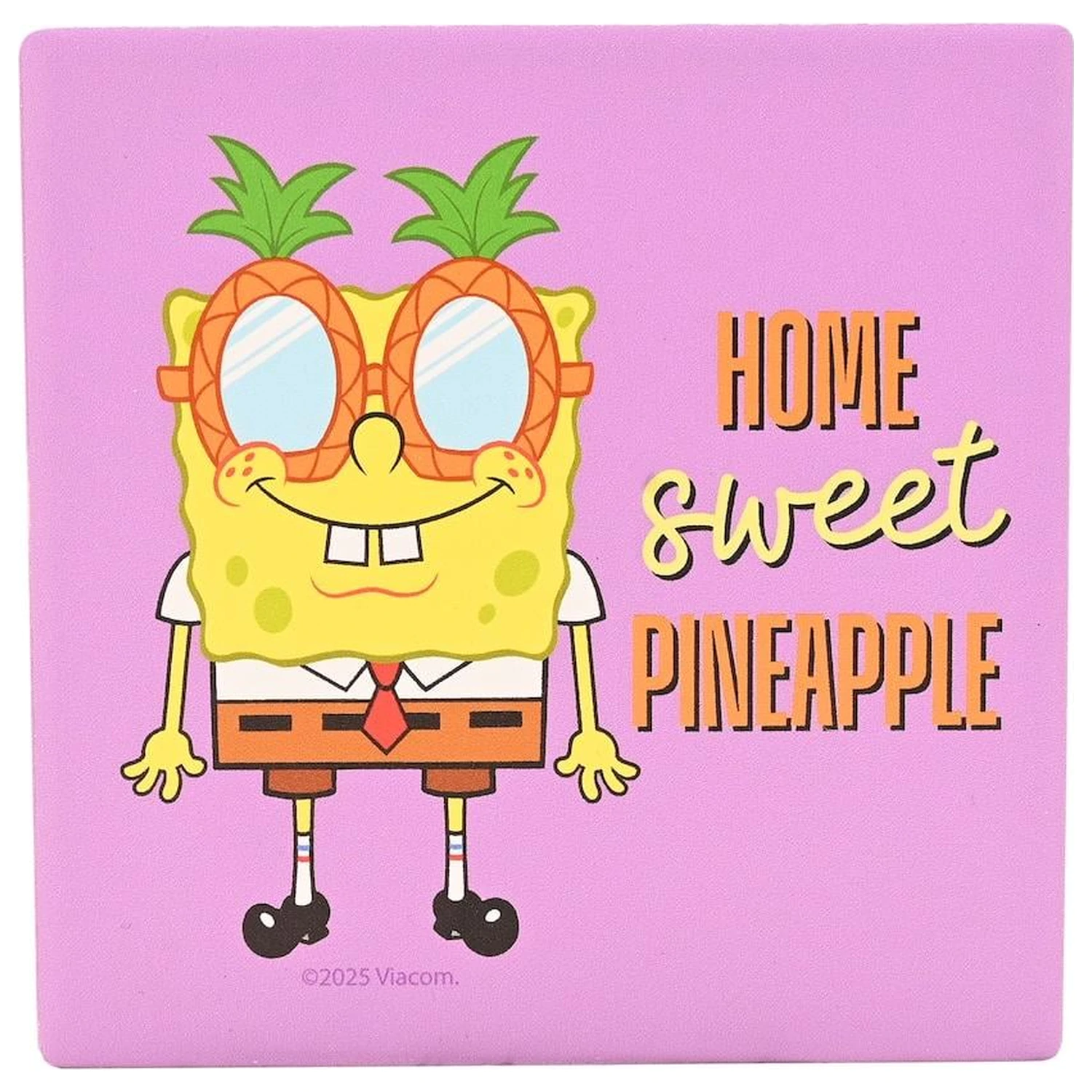 SpongeBob Home Sweet Pineapple Ceramic Square Coaster product photo
