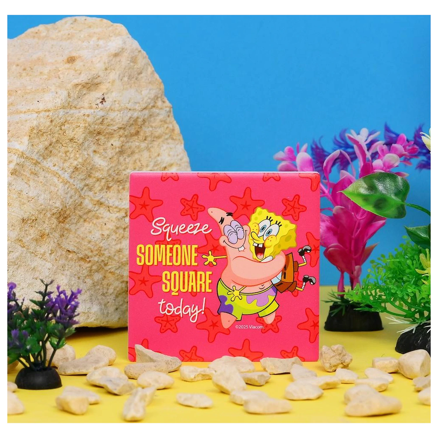 SpongeBob Hug Ceramic Square Coaster product photo