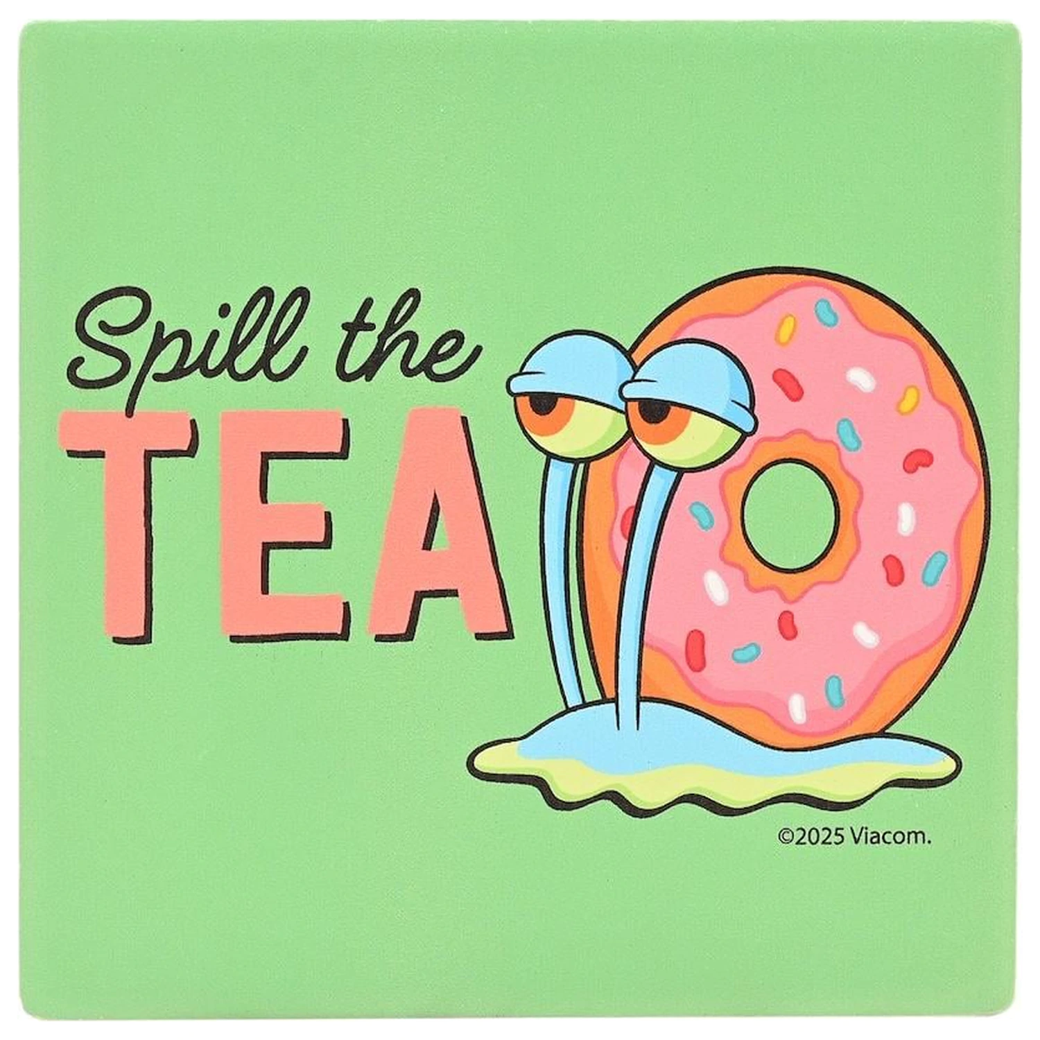 SpongeBob Spill The Tea Ceramic Square Coaster product photo