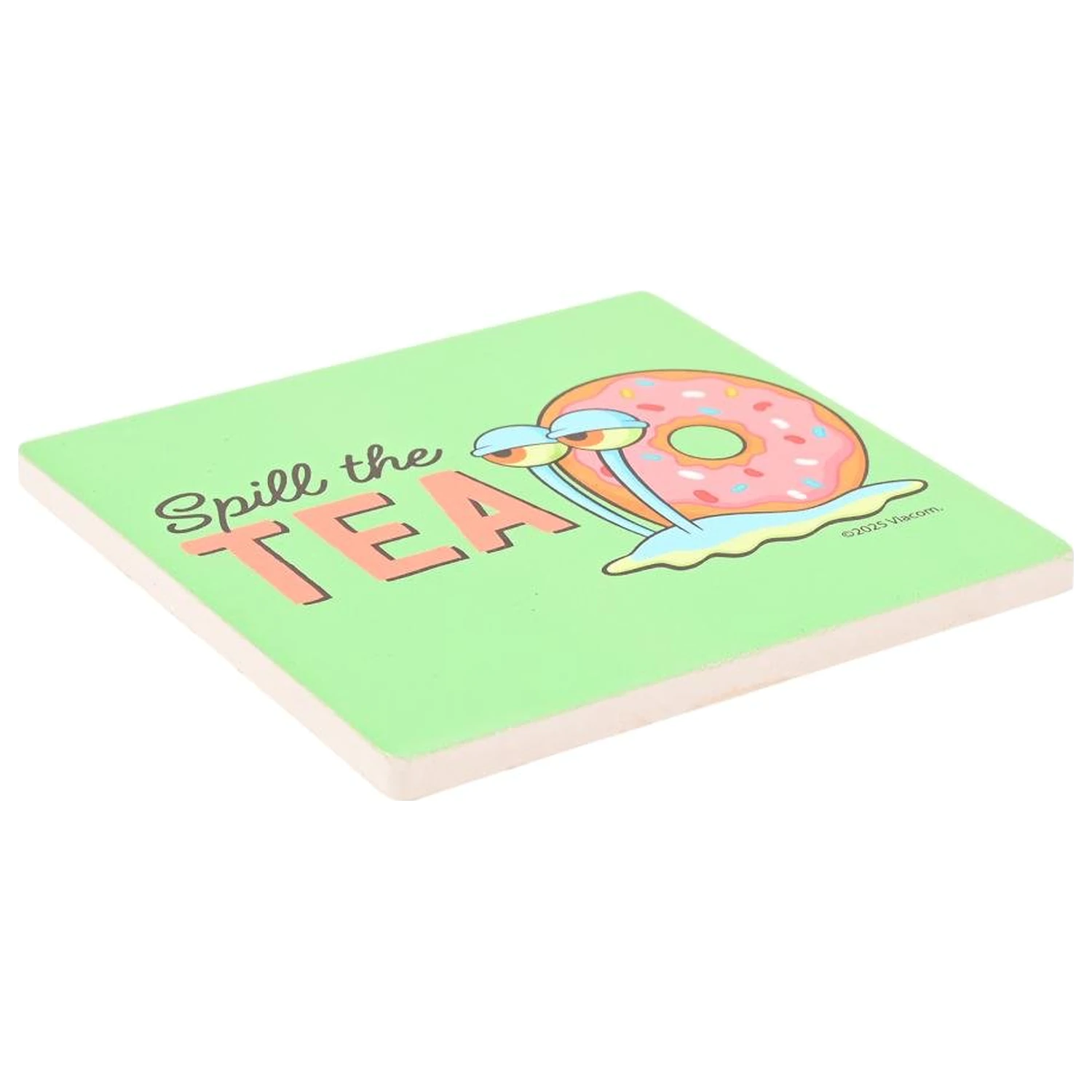 SpongeBob Spill The Tea Ceramic Square Coaster product photo
