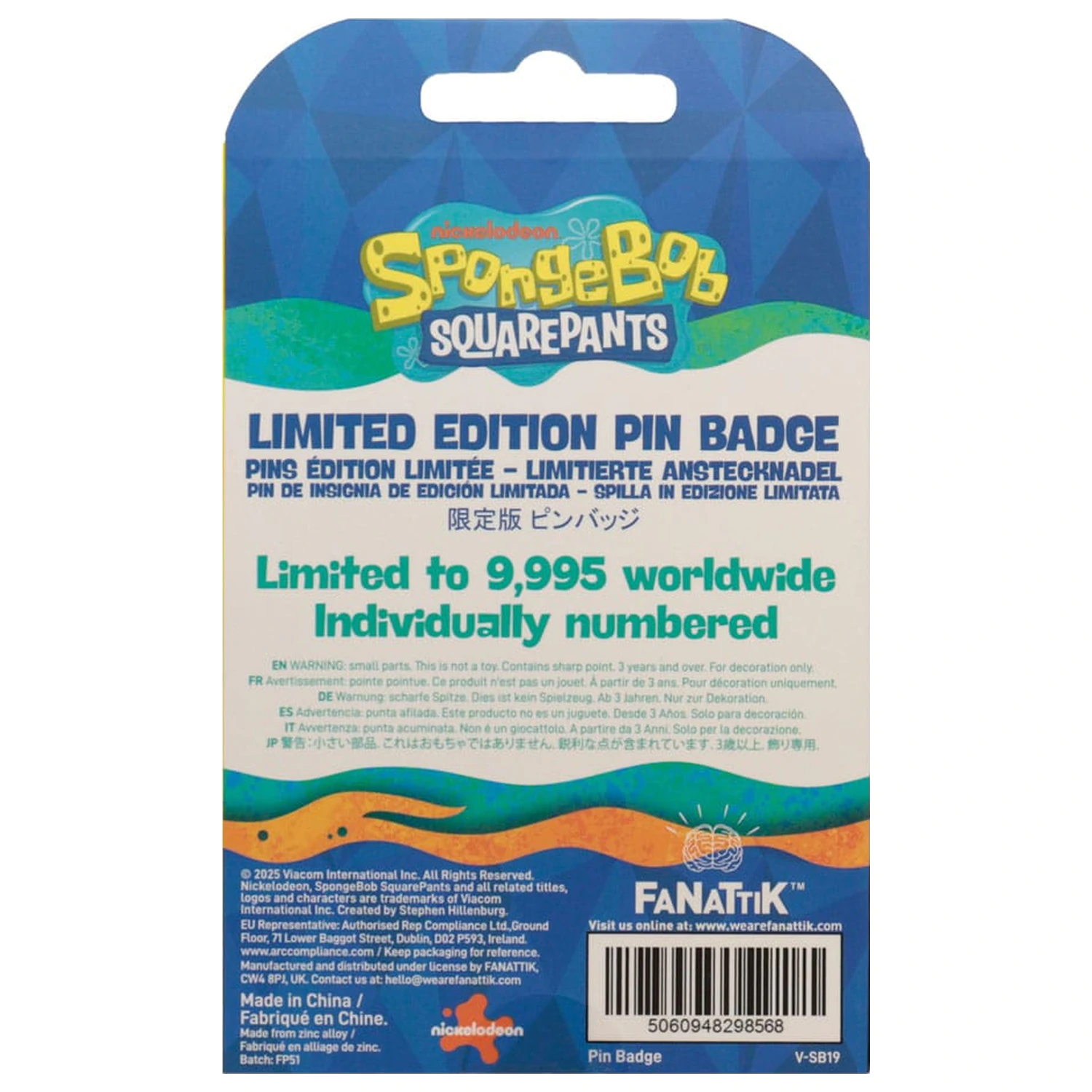 Spongebob Squarepants Pin Badge Rainbow Limited Edition      product photo
