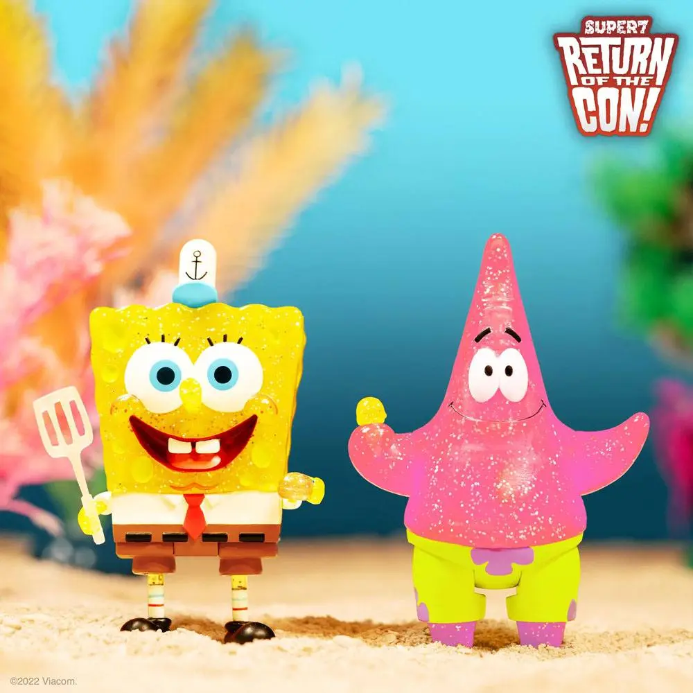 SpongeBob SquarePants ReAction Action Figure 2-Pack SpongeBob &amp; Patrick BFF (Glitter) SDCC22 10 cm product photo