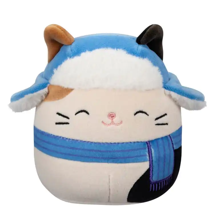 Squishmallows Plush Figure Cam the Brown and Black Calico Cat in Blue Scarf, Hat 12 cm product photo