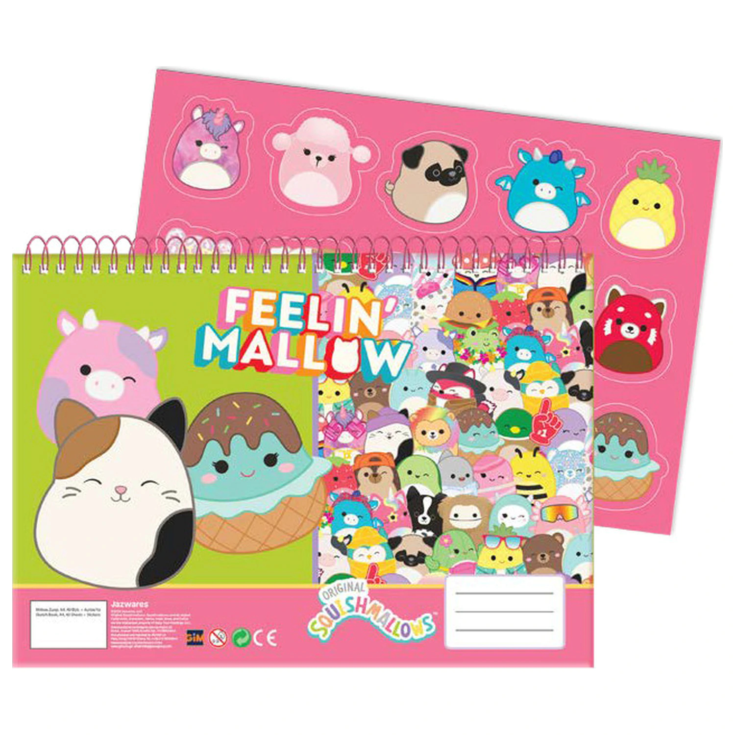 Squishmallows Feelin' A4 spiral sketchbook with 40 sheets and stickers product photo