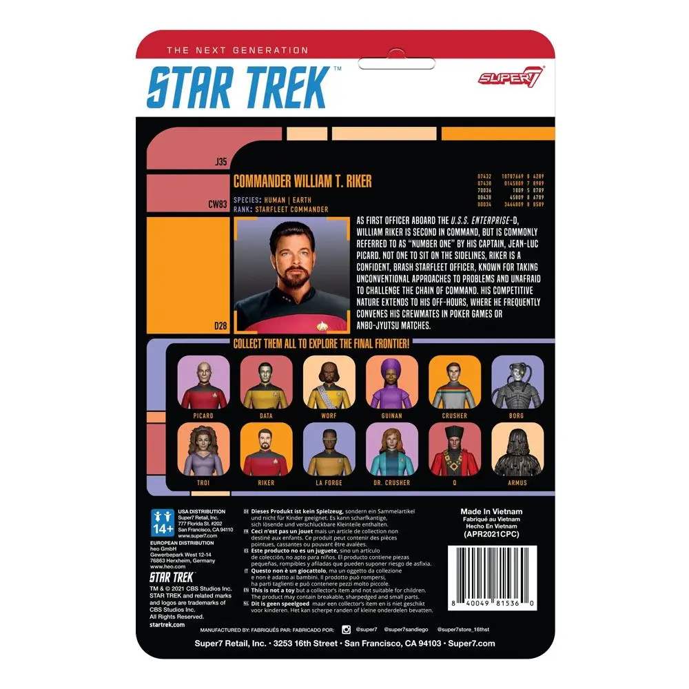 Star Trek: The Next Generation ReAction Action Figure Wave 2 Commander Riker 10 cm product photo