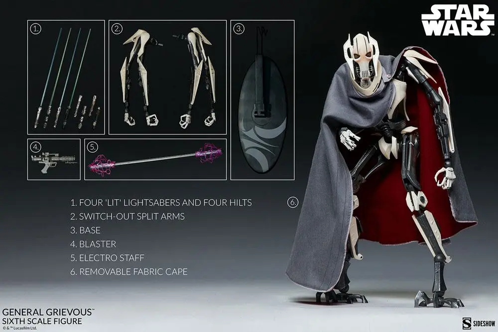 Star Wars Action Figure 1/6 General Grievous 41 cm product photo