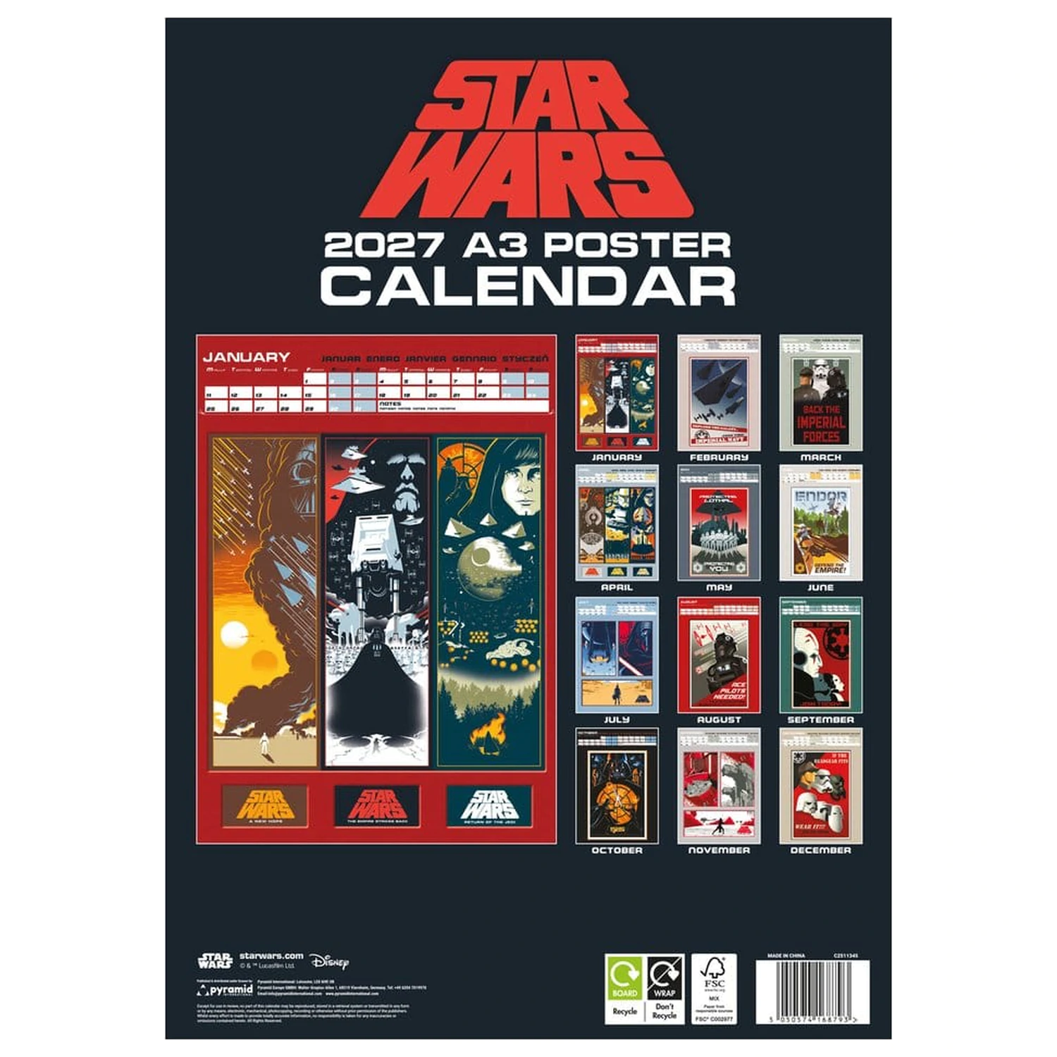 Star Wars Calendar A3 Poster 2027 product photo