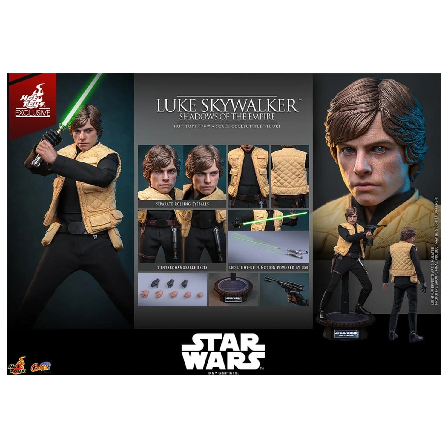 Star Wars Comic Masterpiece Action Figure 1/6 Luke Skywalker (Shadows Of The Empire) 28 cm product photo