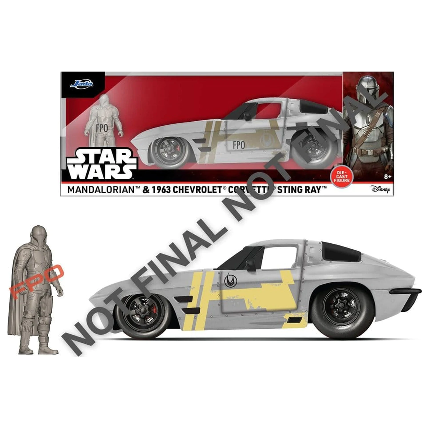 Star Wars Diecast Model 1:24 Mandalorian Chevrolet Corvette Sting Ray 1963 product photo