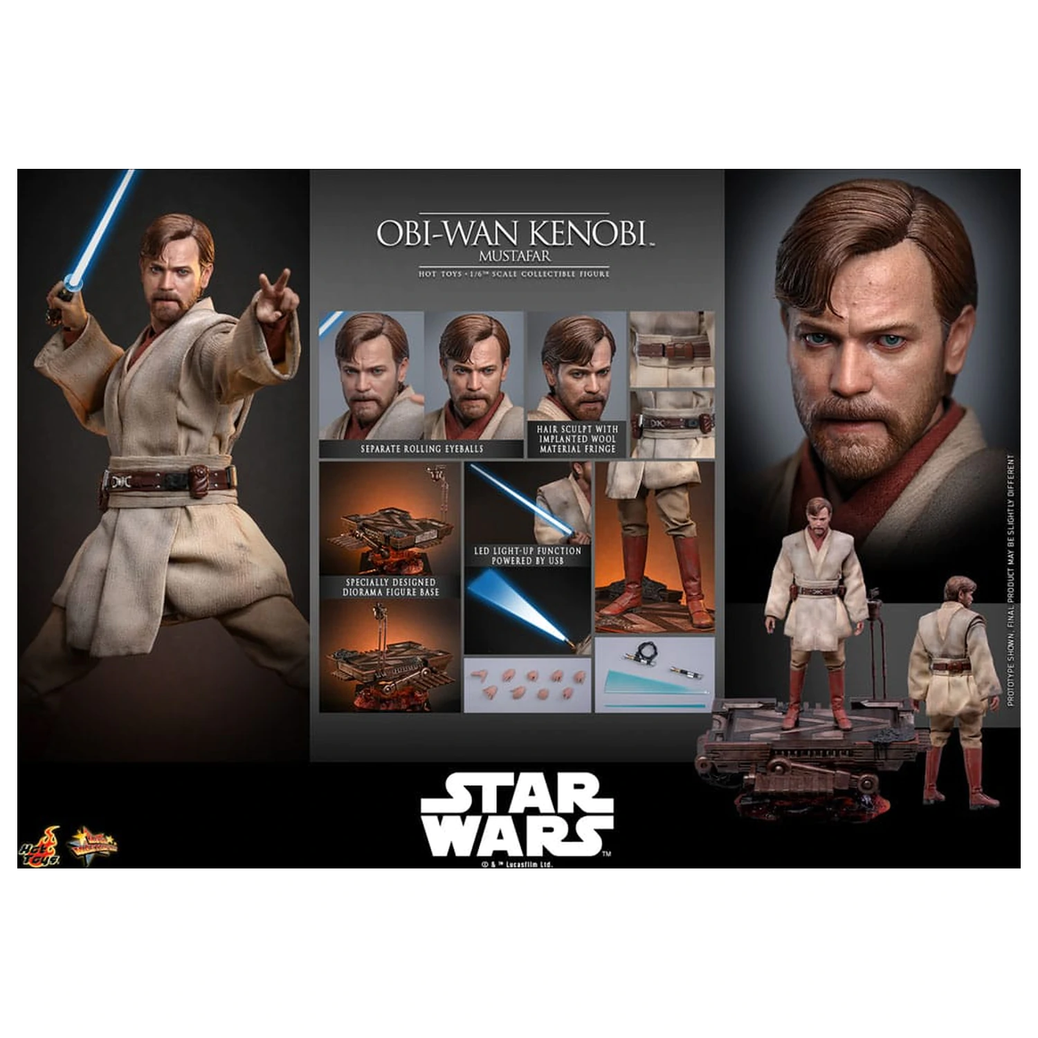 Star Wars: Episode III - Revenge of the Sith Movie Masterpiece Action Figure 1/6 Obi-Wan Kenobi (Mustafar) 31 cm product photo