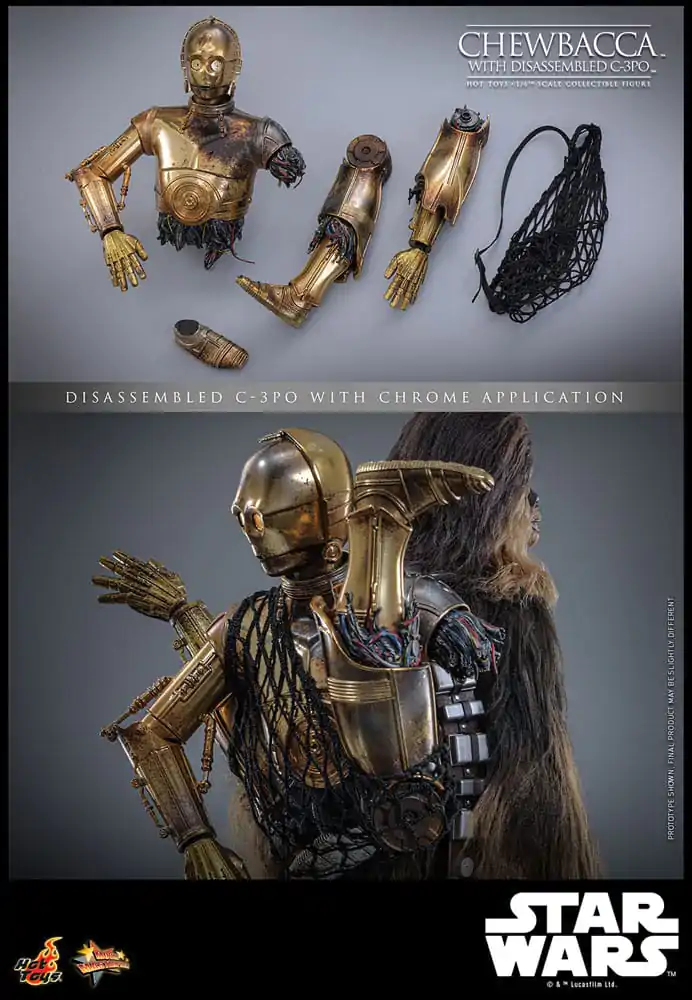 Star Wars Episode V Movie Masterpiece Action Figure 1/6 Chewbacca with Disassembled C-3PO 36 cm product photo