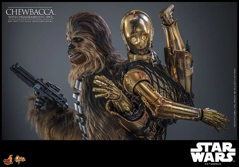 Star Wars Episode V Movie Masterpiece Action Figure 1/6 Chewbacca with Disassembled C-3PO 36 cm product photo