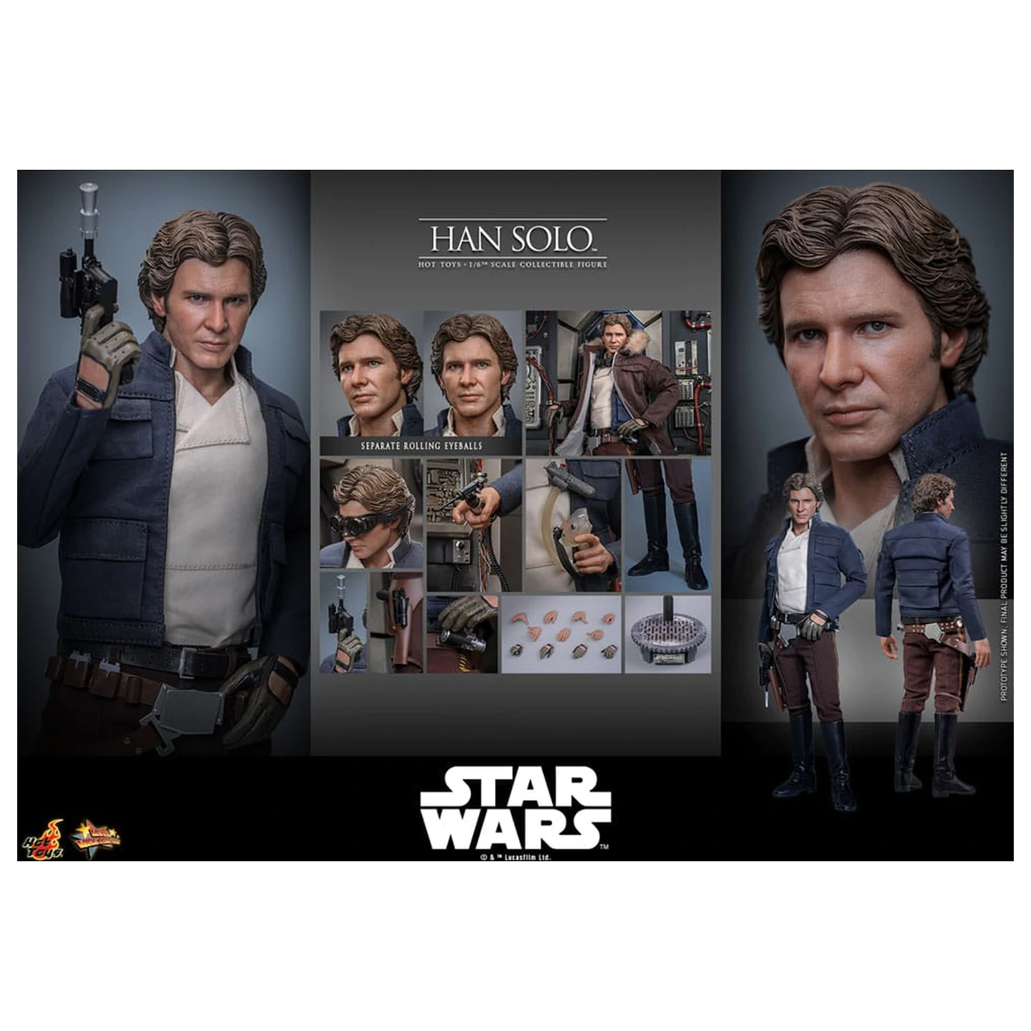 Star Wars Episode V Movie Masterpiece Action Figure 1/6 Han Solo 31 cm product photo