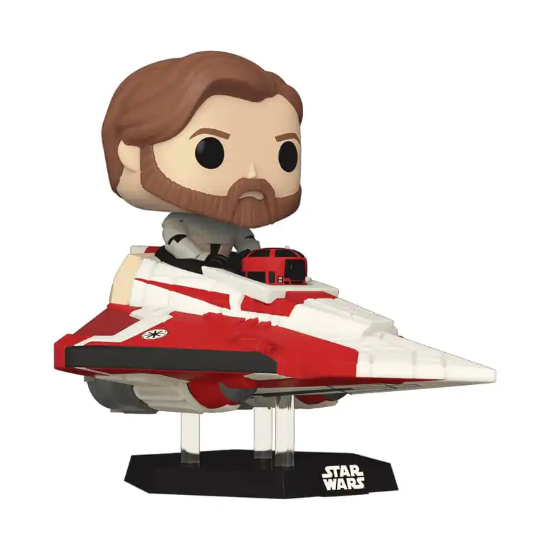 Star Wars Funko POP! Rides Super Deluxe Vinyl Bobble-Head Obi-Wan Kenobi in Delta 7 Jedi Starfighter 15 cm product photo