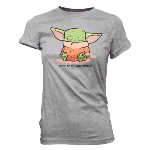 Star Wars Mandalorian Cute Yoda The Child Sleeping Grey Women's T-Shirt product photo