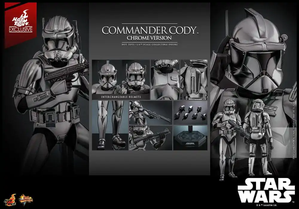 Star Wars Movie Masterpiece Action Figure 1/6 Commander Cody (Chrome Version) Hot Toys Exclusive 30 cm product photo
