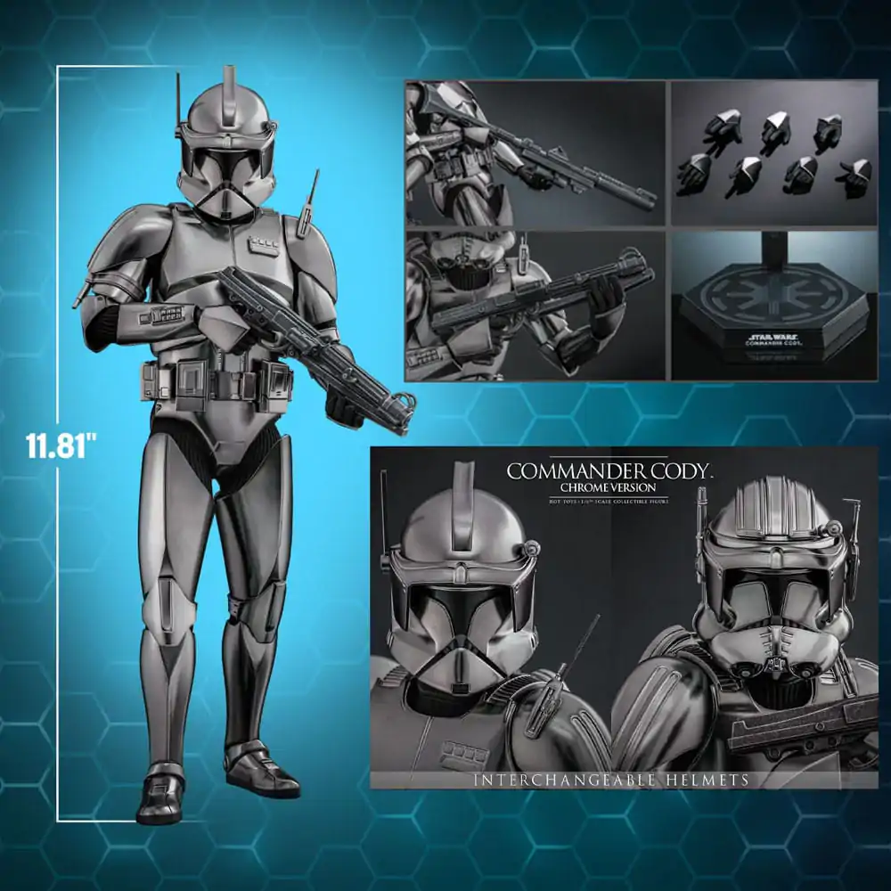 Star Wars Movie Masterpiece Action Figure 1/6 Commander Cody (Chrome Version) Hot Toys Exclusive 30 cm product photo