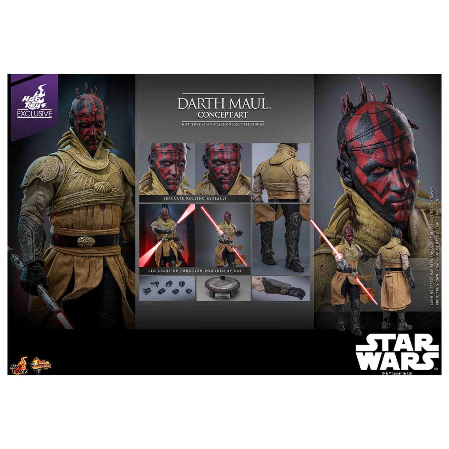 Star Wars Movie Masterpiece Action Figure 1/6 Darth Maul (Concept Art) Hot Toys Exclusive 35 cm product photo